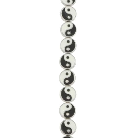 Black &#x26; White Enamel Metal Coin Yin Yang Beads, 11mm by Bead Landing&#x2122;